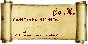 Császka Milán névjegykártya